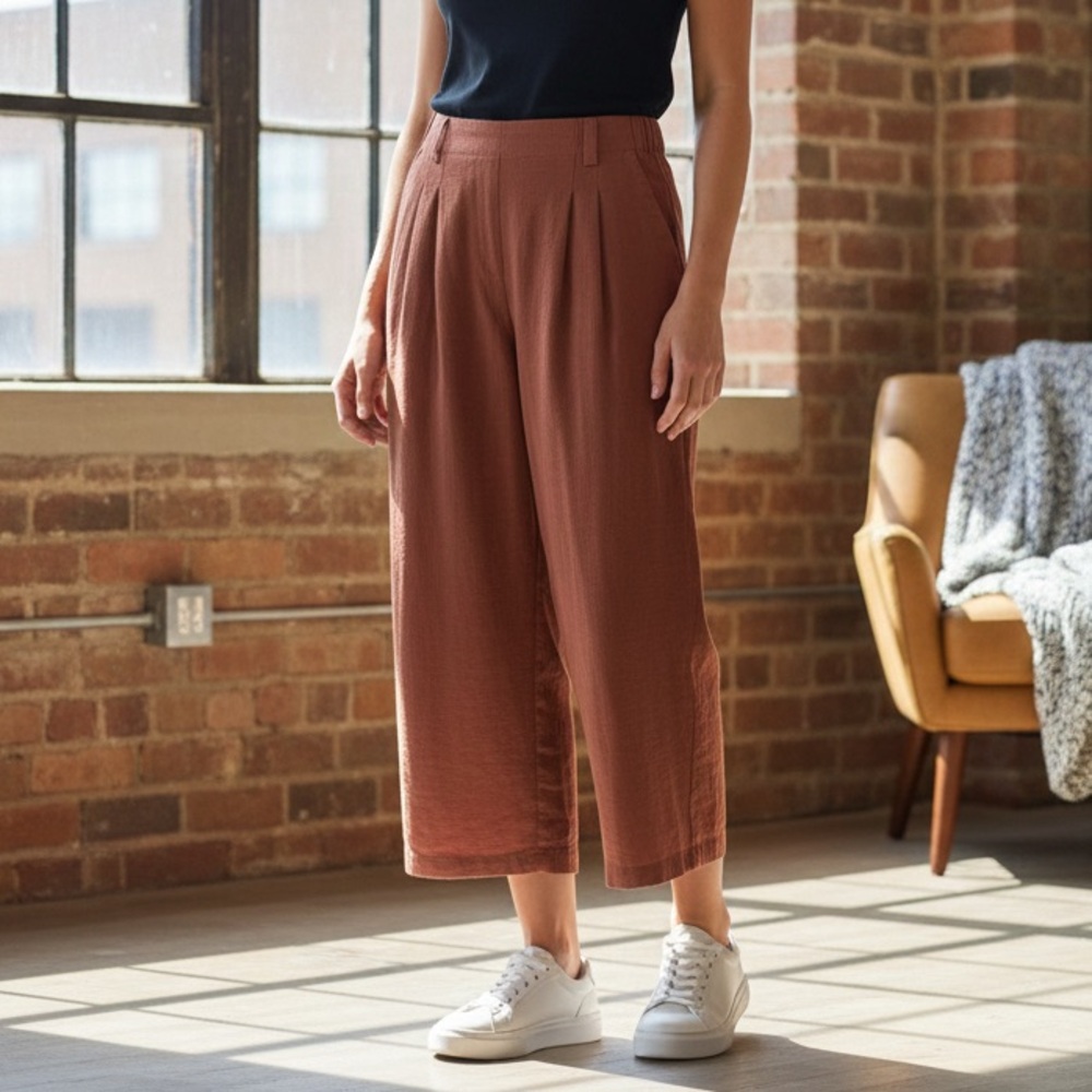 Halara Sz M Orange Cropped Wide Leg Casual Pants